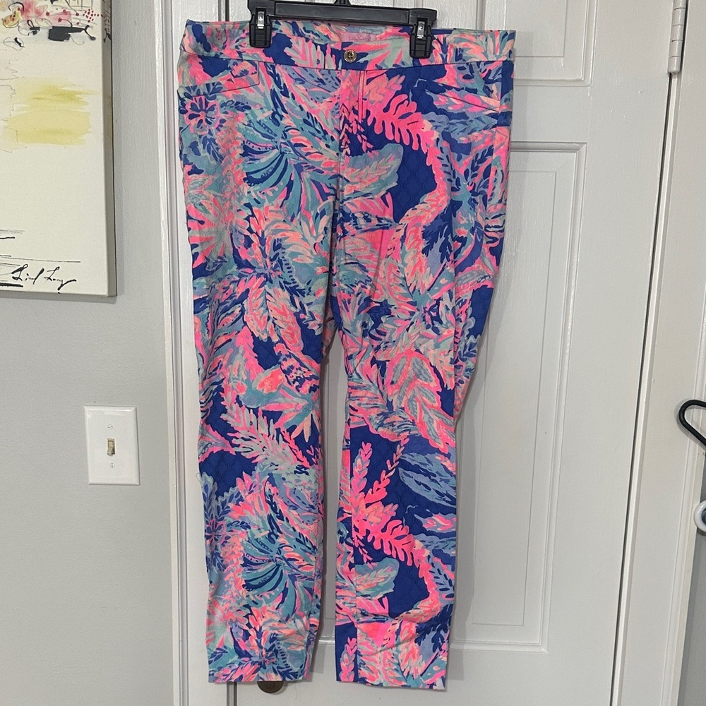Lilly Pulitzer Kelly Skinny High Rise Ankle Pant in the "Sunset Safari" size 12